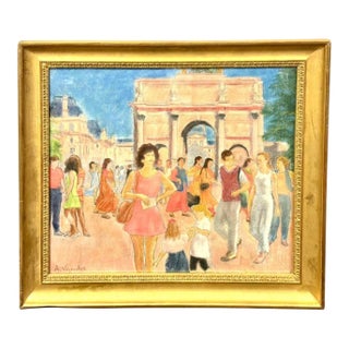 Parisian Street Pastel Painting “Arc De Triomphe, Paris” by Andrè Vignoles For Sale