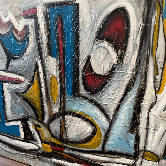Large Listed John Schwab Original Abstract Expressionist Oil Painting Cubism MCM For Sale - Image 4 of 5