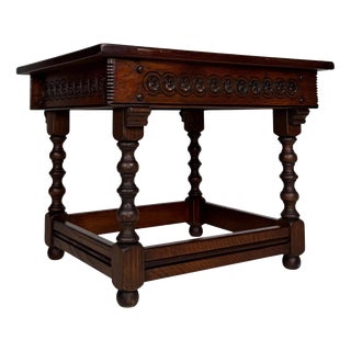 Small Early 20th Century Antique English Oak Side Table For Sale
