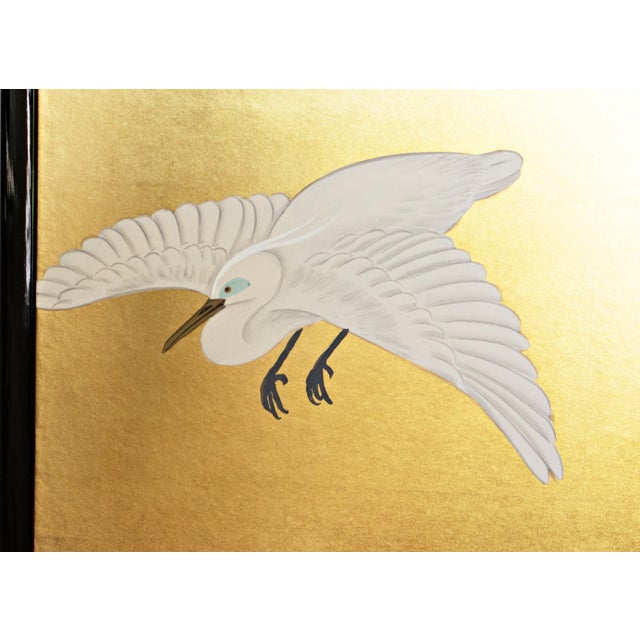 Japanese "Wave and White Herons" by Sekko, Heisei Era Japanese Byobu Screen For Sale - Image 3 of 18