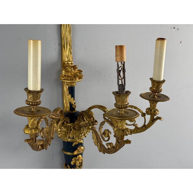 19th Century Henry Dasson Attr., Louis Xvi, Wall Sconces, Bronze, France, 1860s For Sale - Image 5 of 15