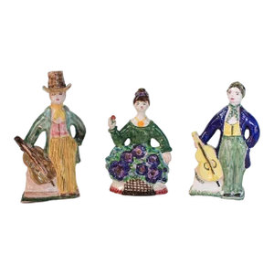 Vintage Hand Painted Terracotta Figurines S/3