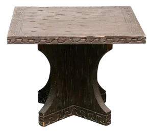 Vintage Square Hand Carved End Table