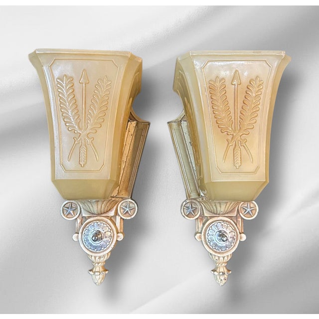 1920s Art Deco Chandelier and 2 Sconces For Sale - Image 9 of 11