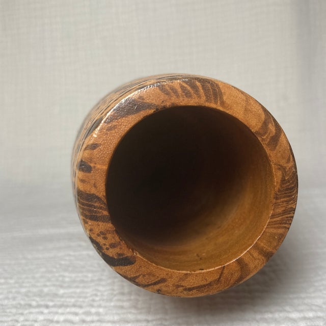 Mid-Century Hand-Turned Spalted Maple Signed Studio Art Vase For Sale - Image 10 of 12