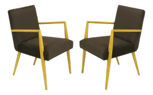t.h. Robsjohn-Gibbings for Widdicomb Open Armchairs - a Pair