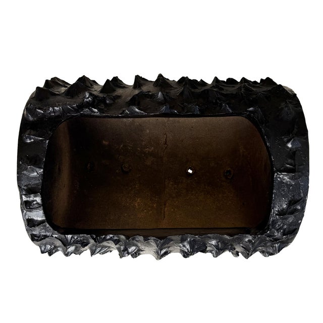 Mid 20th Century Black Brutalist Faux Bois Concrete Log Planter With Sculptural Bark Texture For Sale - Image 4 of 9