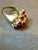 Contemporary Natural Oval Ruby and Diamond 14 Karat Yellow Gold Cocktail Ring Size 7 For Sale - Image 3 of 18