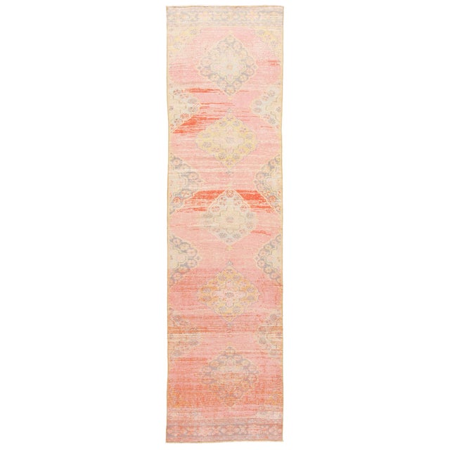 Shabby Chic Vintage Turkish Geometric Wool Runner For Sale - Image 13 of 13