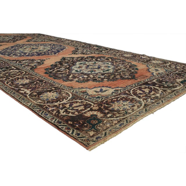 Vintage Turkish Oushak Gallery Rug with Jacobean Style, Wide Hallway Runner 05'09 x 13'09. This hand-knotted wool vintage...