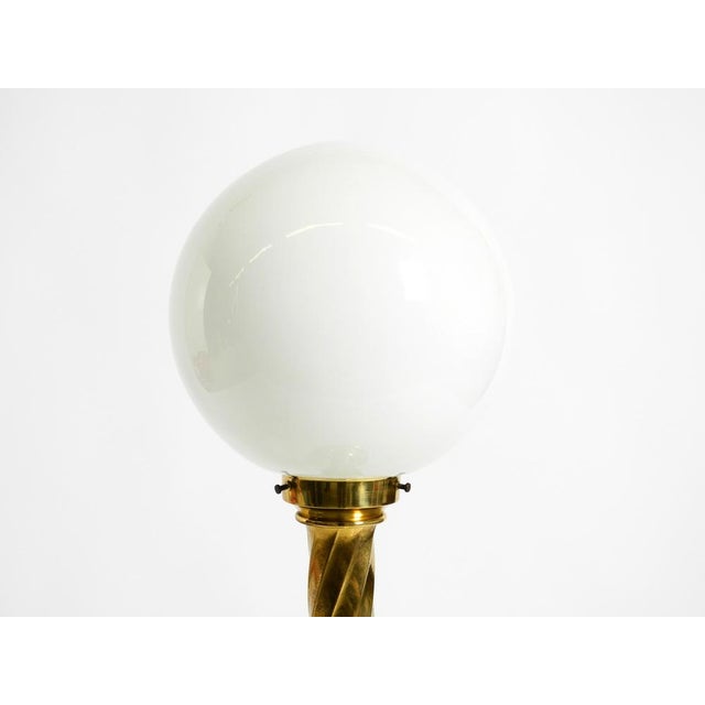 Large Column-Style Table Lamp in Brass with Frosted Glass Globe, 1960s For Sale - Image 4 of 18