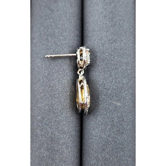 Yellow 3.02 Ct Natural Yellow & Diamond Dangle Earrings - 2 Pieces For Sale - Image 8 of 8
