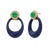 Metal 14k Yellow Gold Emerald, Diamond & Lapis Door Knocker Clip-on Earrings, Pair For Sale - Image 7 of 9