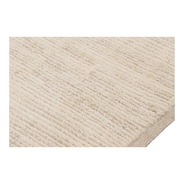 Rug & Kilim’s Modern Textural Rug in Cream White Tones with Ribbed Stripes - 10x14 For Sale