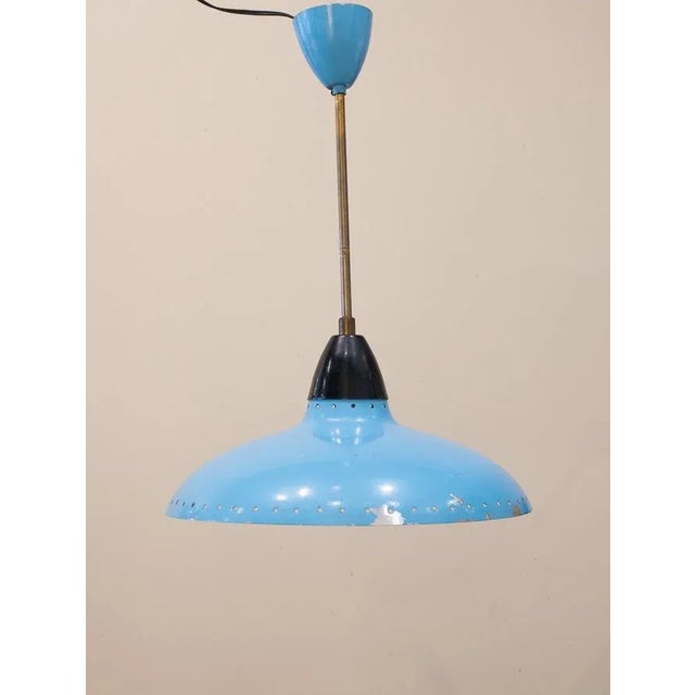 Mid-Century Modern Mid-Century Metallic Roof Lamp Lacquered in Intense Blue, 1950s For Sale - Image 3 of 9