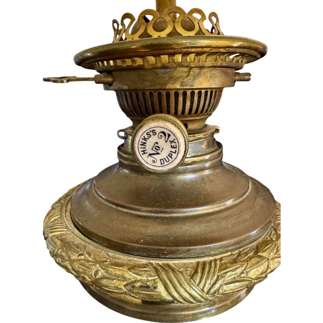 Metal Antique Mid 19th Century Ink Blue Oil Lamps, Electrified - A Pair For Sale - Image 7 of 15