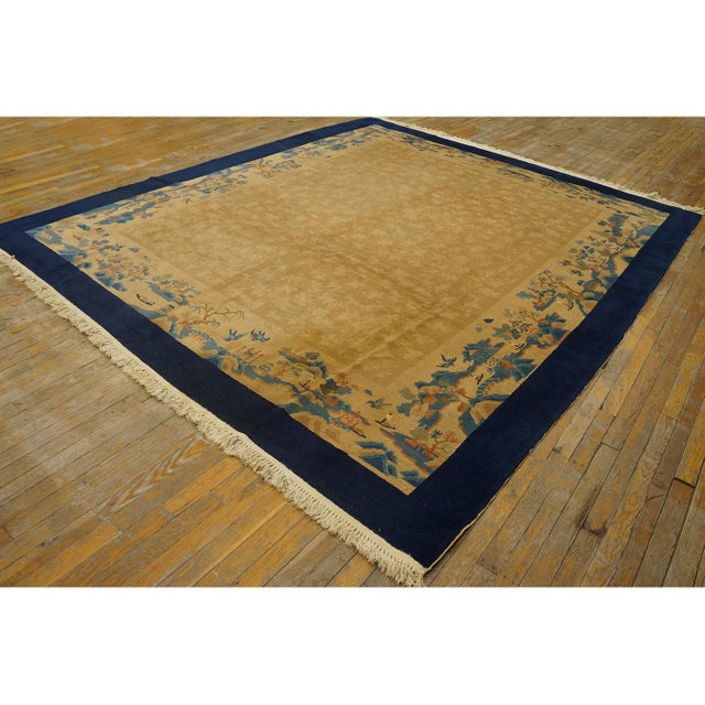 1920s 1920s Traditional Beige Field Landscape Scene Deco Antique Peking Chinese Rug For Sale - Image 5 of 10
