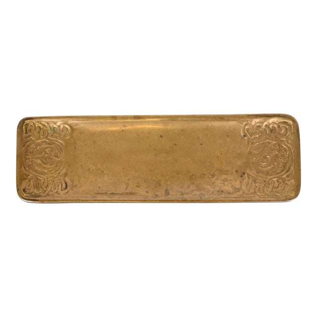 Tiffany Studios New York Zodiac Bronze Doré Pen Tray For Sale