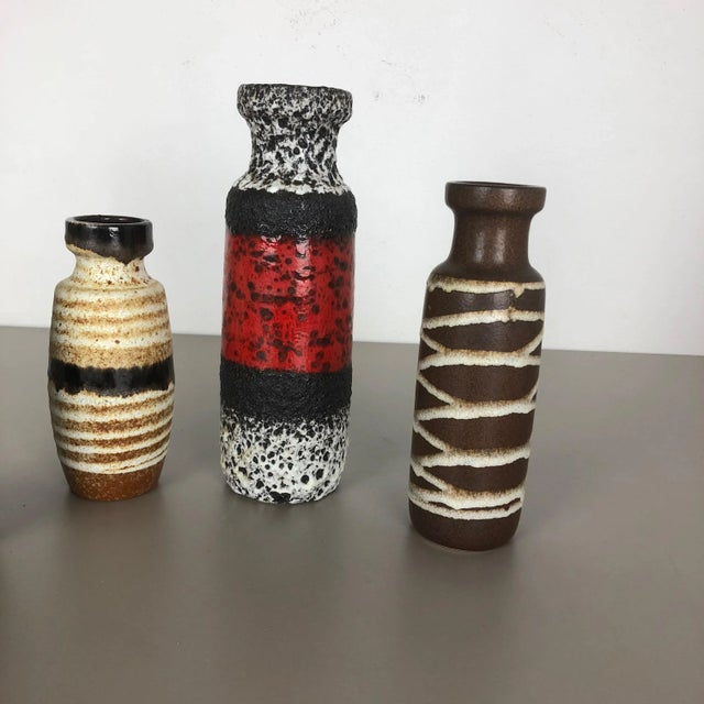 Vintage Multicolor Fat Lava Pottery Vases by Scheurich, Germany, Set of 4 For Sale - Image 4 of 18