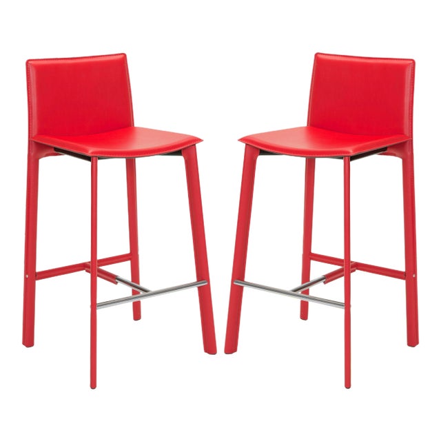 28.5" H Barstool in Red & Chrome - a Pair For Sale