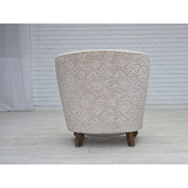 Danish Curved Armchair in Light Green-Gray Furniture Velour, 1970s For Sale - Image 13 of 18