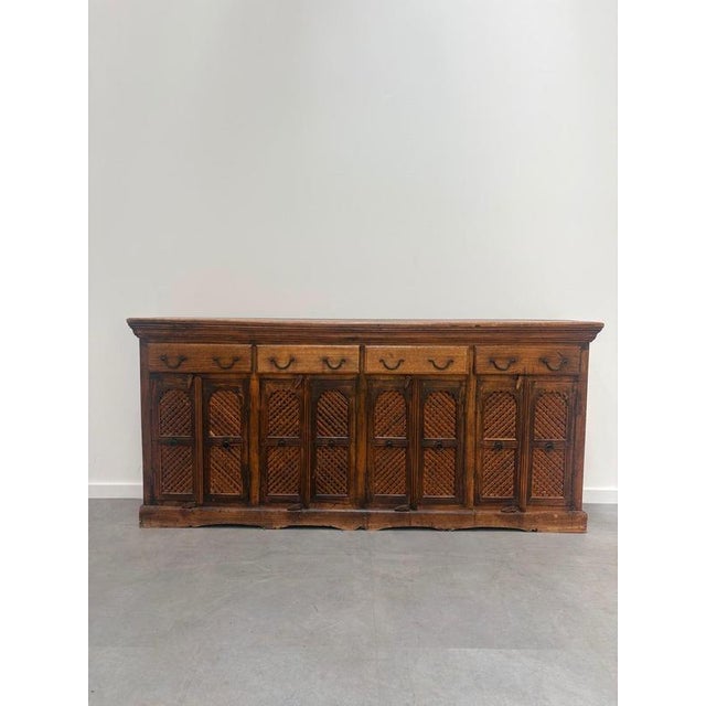 Antique Indian Sideboard with Lattice Doors For Sale - Image 4 of 7