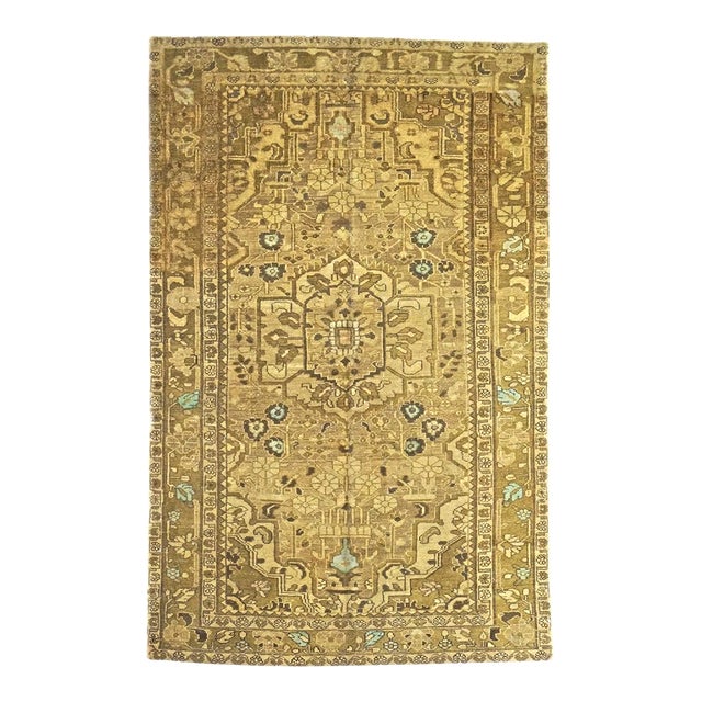 Antique Persian Malayer Wool 5x7 Tan, Brown & Blue Handmade Area Rug #1140660 For Sale