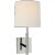 Barbara Barry for Visual Comfort Signature Clarion Medium Library Sconce in Polished Nickel with Linen Shade For Sale