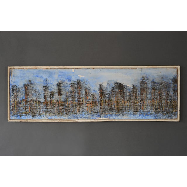 1960s MCM Peter Sword Abstract Brutalist Panoramic Cityscape Painting Outsider Art For Sale - Image 13 of 13