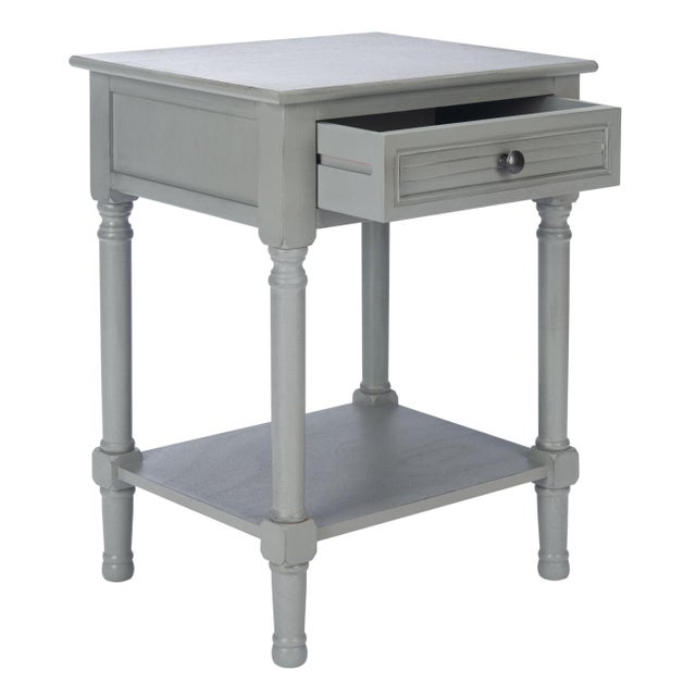 Tate 1 Drawer Accent Table in Distressed / Grey For Sale - Image 9 of 11