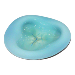 1980s Postmodern Blue Murano Art Glass Console Bowl