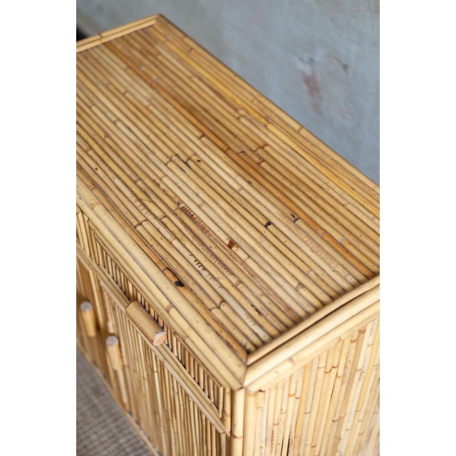 Small Fluted Bamboo Sideboard and Mirror, 1970s, Set of 2 For Sale - Image 9 of 12