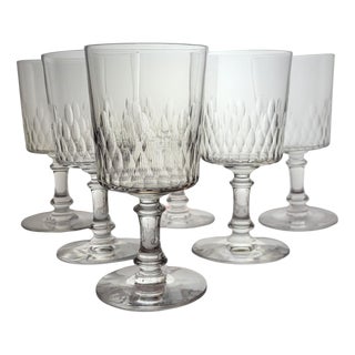 Water Glasses with Richelieu Champigny Pattern from Baccarat, 1920s, Set of 6 For Sale