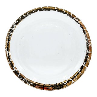 Vintage 14" Gold Crackle Rim Centrifugal Glass Charger / Centerpiece For Sale