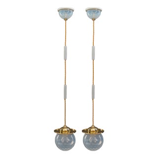 Pendants attributed to Koloman Moser for Bakalowits & Söhne with Glass Shades from Loetz, 1908, Set of 2 For Sale