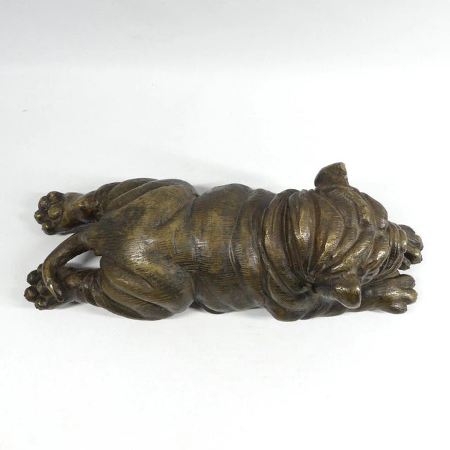Large Bronze Bulldog Sculpture, 1970s For Sale - Image 4 of 8