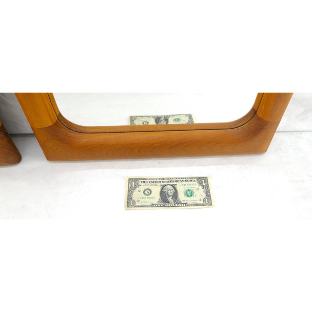 Mid-Century Modern Pair of Teak Dome Shape Solid Teak Danish Mid Century Modern Mirrors MINT For Sale - Image 3 of 15