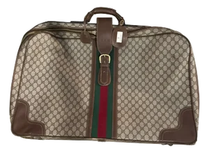 1970s Iconic Beige and Brown Canvas Suitcase by Gucci
