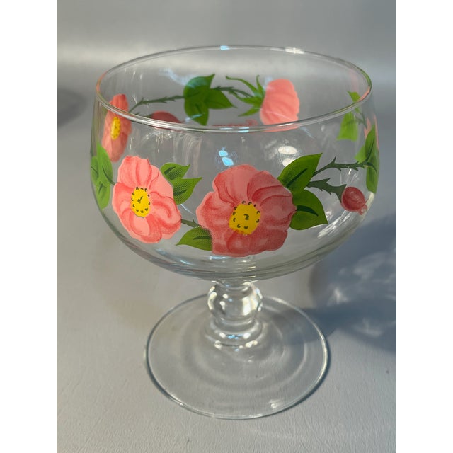 1940s Set 4 Franciscan Desert Rose Sherbert Brandy Glasses 16oz. 1940s For Sale - Image 5 of 6
