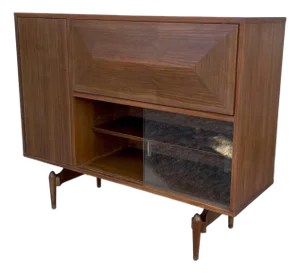 1950s Mid Century Modern Diamond Front Dry Bar