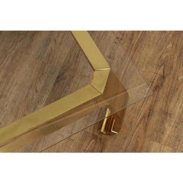 Mastercraft Attributed Hollywood Regency Asian Inspired Brass and Glass Coffee Table For Sale - Image 9 of 18