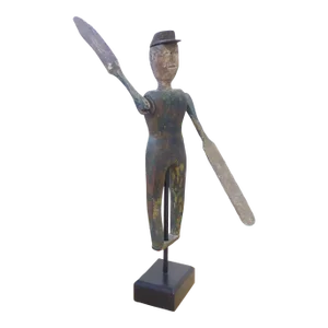 19th Century American Wooden Paddle Arm Figure