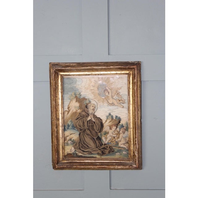 Brown Spanish Artist, Composition, 18th Century, Embroidered & Painted Silk Panel For Sale - Image 8 of 18