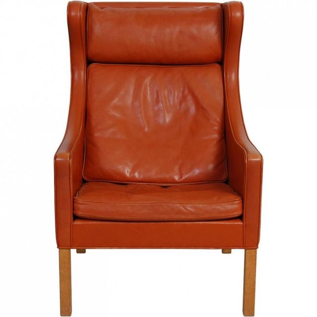 2204 Wingchair in Cognac Leather by Børge Mogensen, 1980s For Sale - Image 18 of 18