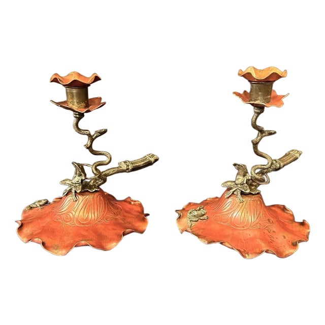Early 20th Century Art Nouveau Candle Holders For Sale