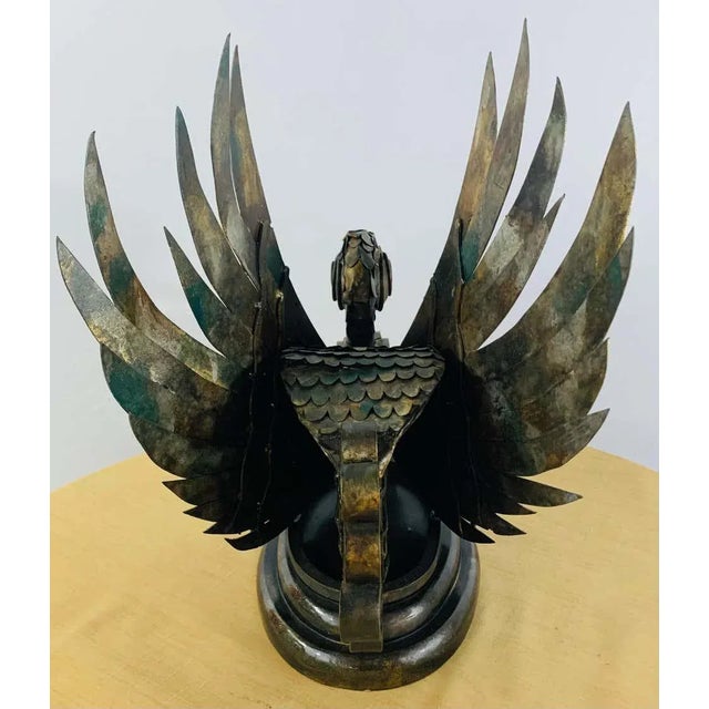 Brutalist Bronze Swan Statues, Mid-20th Century Pair on Black Base For Sale - Image 9 of 13