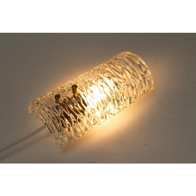 Mid-Century Swedish Glass and Brass Sconce attributed to Carl Fagerlund for Orrefors, 1960s For Sale - Image 9 of 15