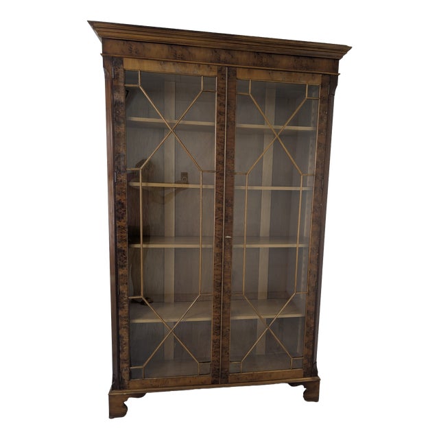 Antique Bookcase in Wood with Burl Finish, 1930s For Sale