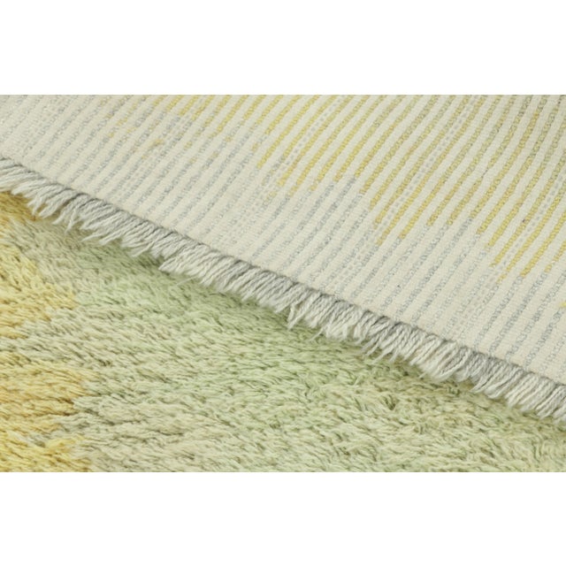 Textile Vintage Swedish Rya Rug With Gray and Yellow Gradient Patterm - Rug & Kilim For Sale - Image 7 of 8