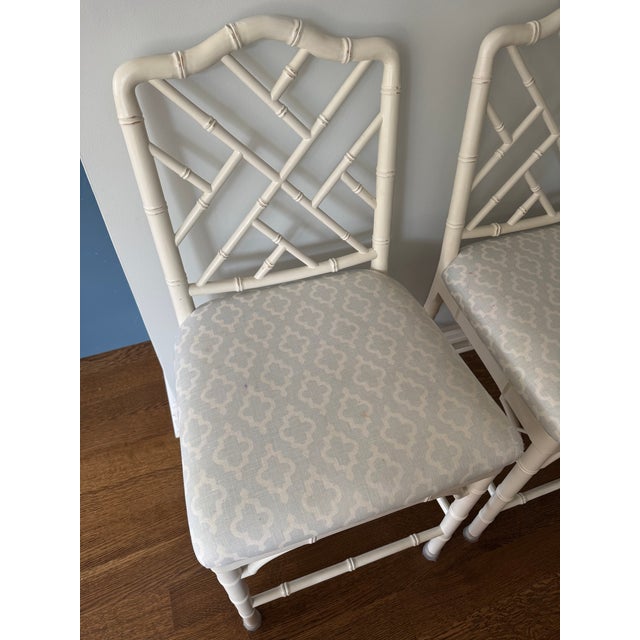 Ballard Designs Attributed Ballard Dayna Faux Bamboo Chinese Chippendale Stools, Set of 3 For Sale - Image 4 of 8